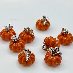 Pumpkin Charms with silver stems (10mm x 10mm ) LISTING 1 of 2  , all year charms, available in a range of color choices and quantities