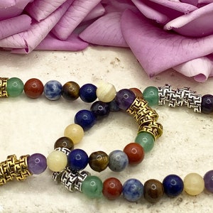 Chakra Beads jewelry kit (3 sets Chakra Beads + 3 sets of 7 (21) gold OR Silver spacer beads