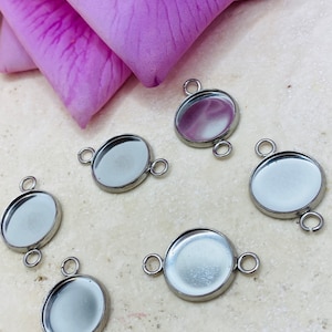 Bezel Cups with dual loops - 13mm - set of 10pcs  Cabachons/ bezel cups/ bracelet links/ bracelet bezel cups