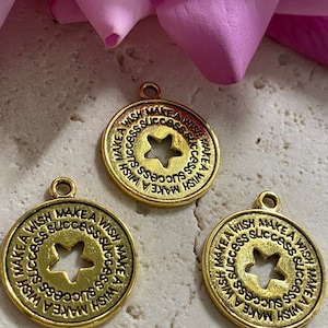 Antique Gold Plated Charm-Make a Wish (Success) (3pcs set)