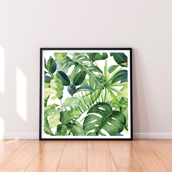 Tropical Jungle Leaves Art Leaf Designs Jungle Art Print | Etsy
