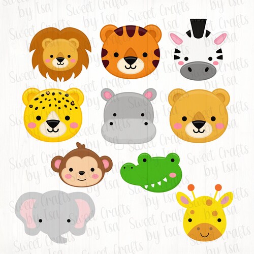 Safari Animal Faces Cookie Cutter Set Birthday Theme Etsy