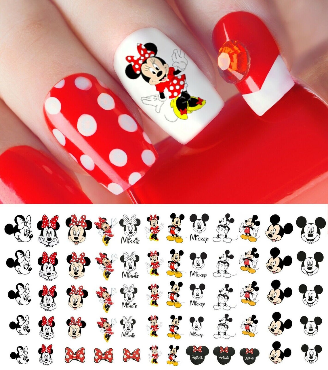 Mickey Mouse Minne Mouse Nail Art Decals Salon Qualität Etsy