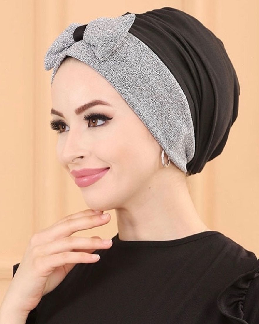 Tie Back Hat To Conceal Hair Multicolor Pre-Tied Stretchy Fashion Head Scarf  Tichel Turban Hijab Beanie