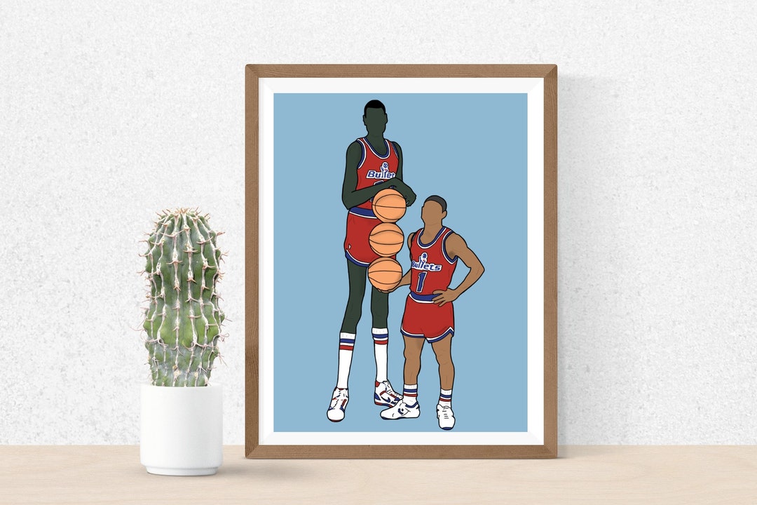 Drawing by Muggsy Bogues With Manute Bol // Basketball Etsy