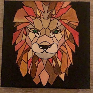 Geometric Lion Painting | Acrylic Lion Painting| Abstract Wall Art |