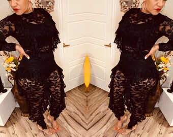 lace jumpsuit outfit