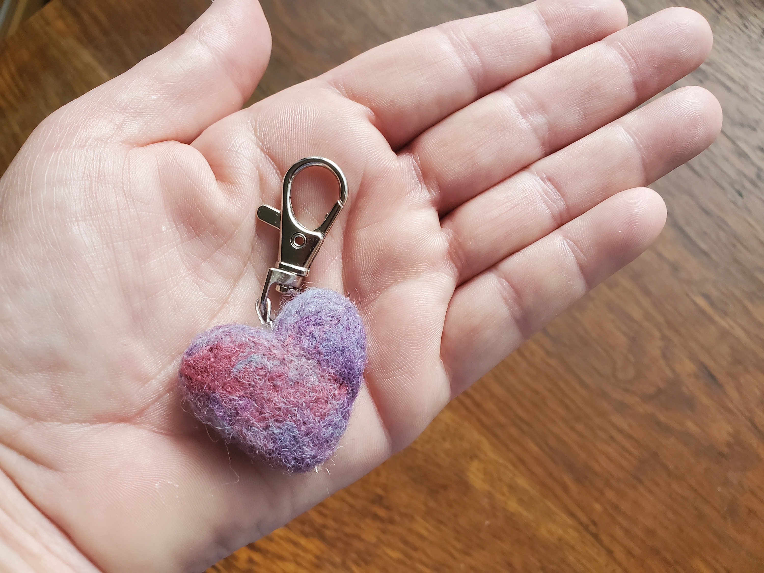 Needle Felted Heart Fob Keychain Purse Charm Zipper Pull. Etsy UK