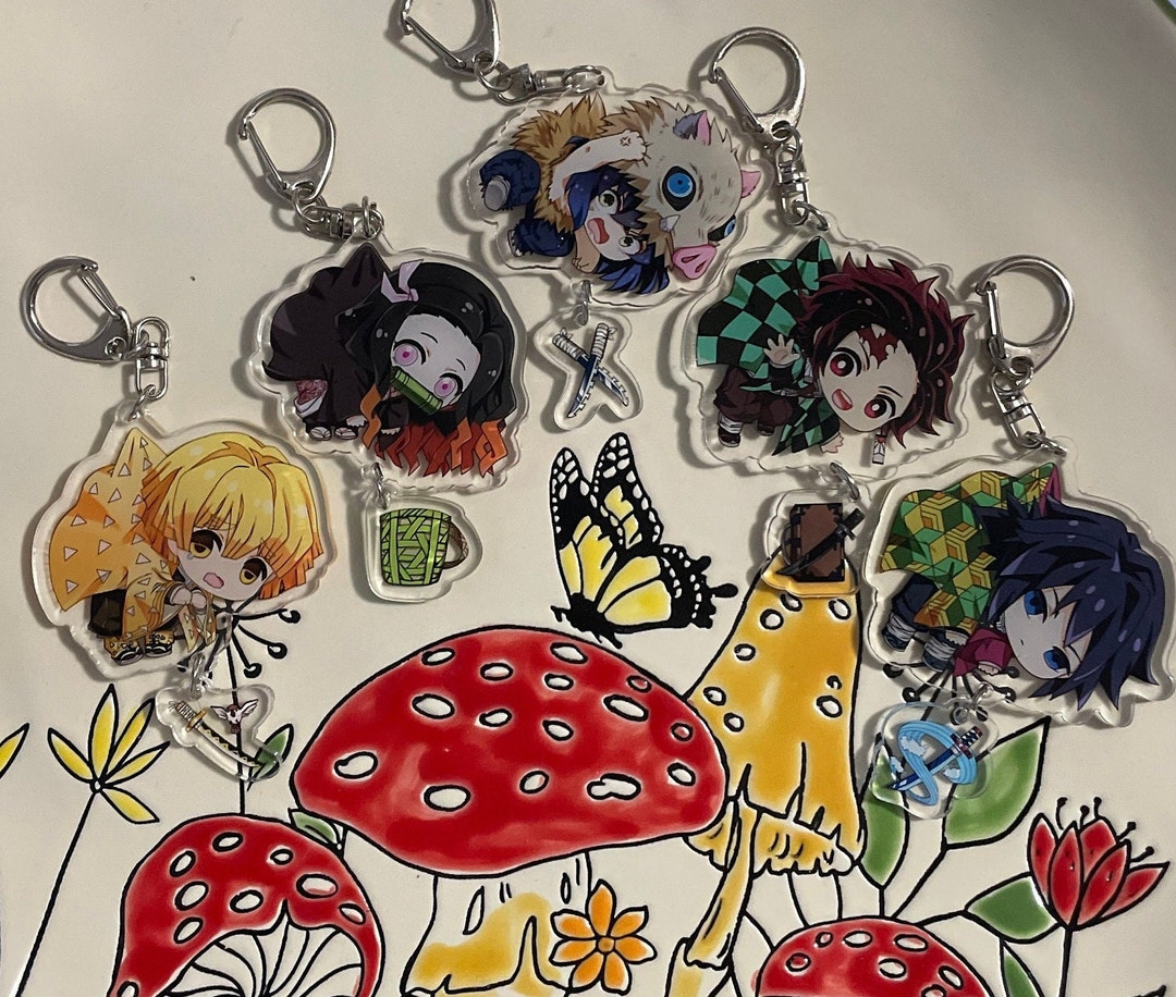 Demon Slayer Anime Keychain With Charm Cute Kawaii Acrylic - Etsy