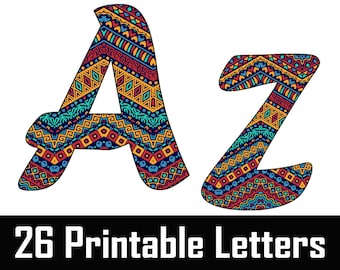tribal print letters etsy