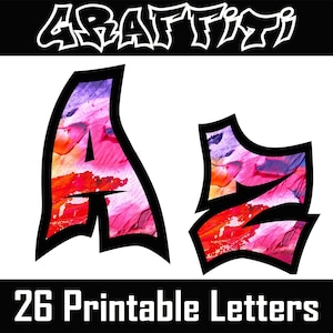 Letras del alfabeto graffiti / 26 letras digitales imprimibles / letras mayúsculas / banners de bricolaje / descarga instantánea / cumpleaños / bienvenida