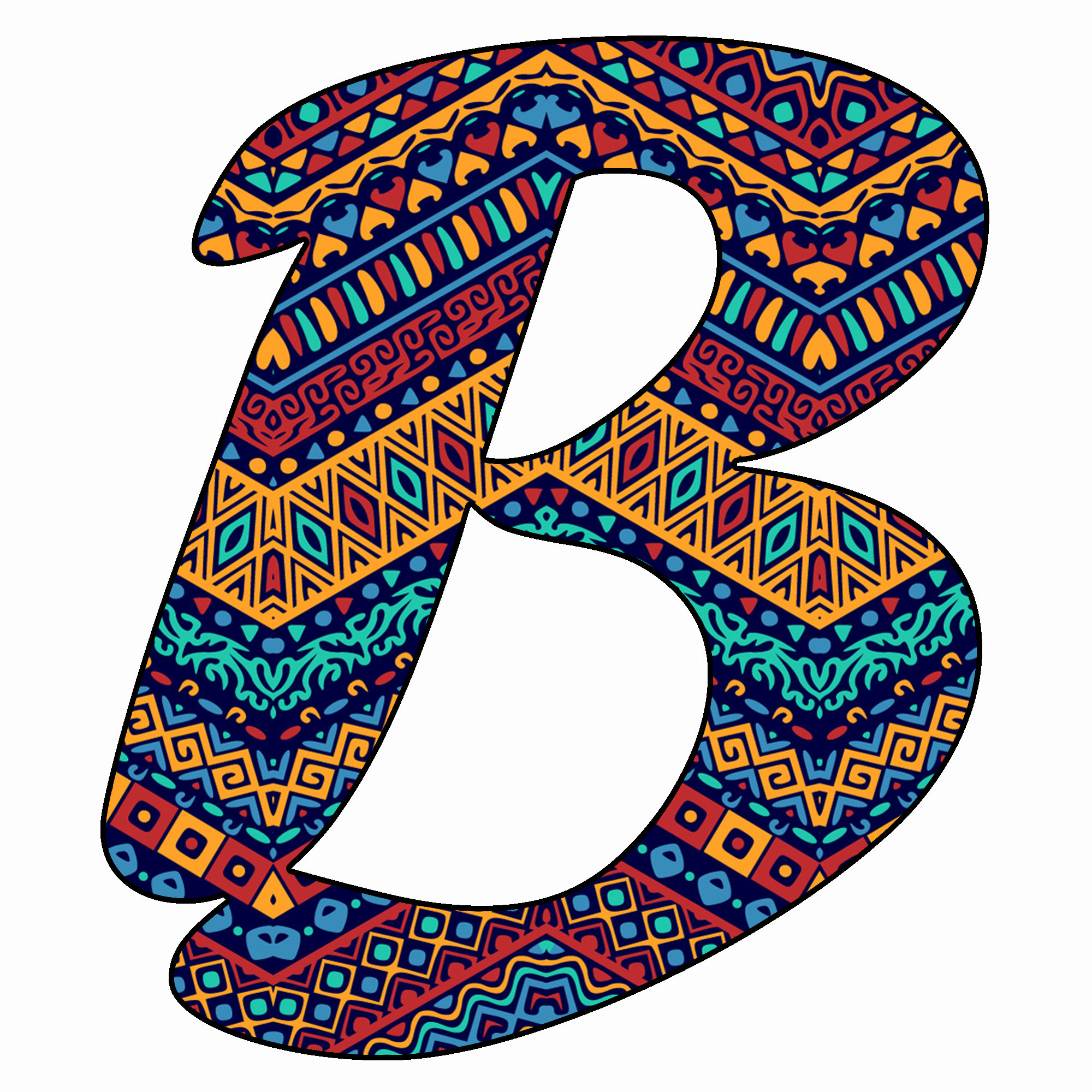 Colorful Ethnic Alphabet Letters 26 Printable Digital Letters