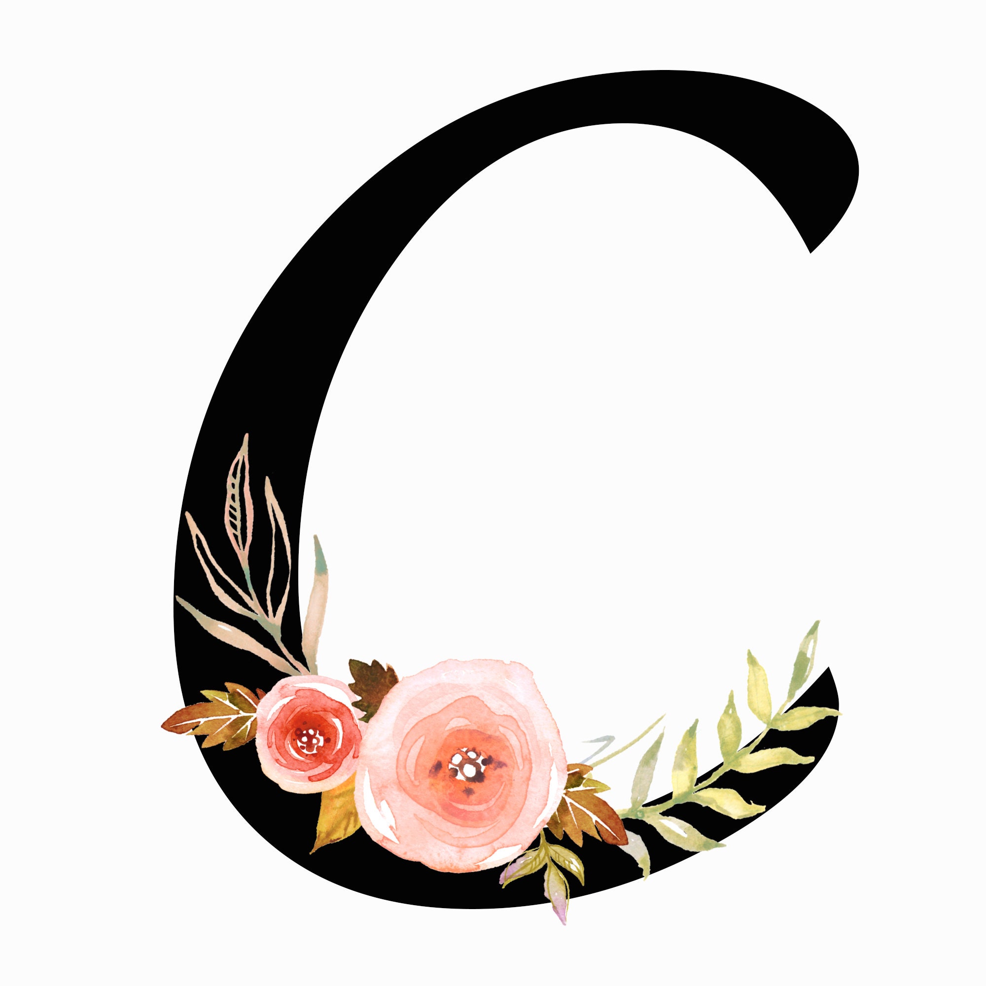 Floral Alphabet Letters | 26 Printable Digital Letters | Uppercase ...