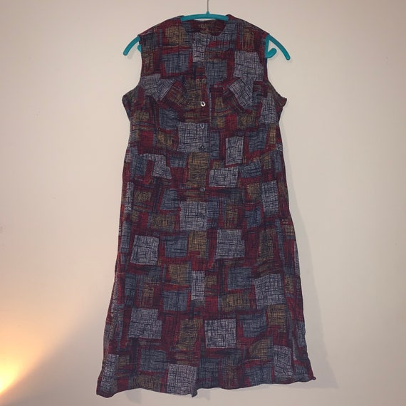 1950s 1960s Atomic Print Day Dress Volup