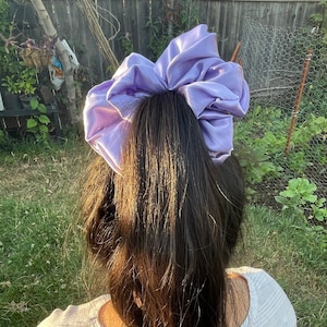 Handmade XL Lavender Satin Hair Scrunchie - Jumbo Purple Hair Accessory