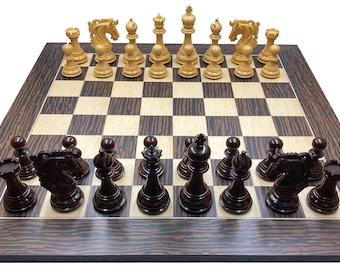 Chess board  Ferrer grey glossy & Elvis luxury chess set