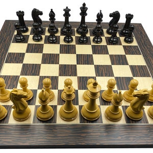 Chess board Ferrer tiger glossy & Pershing luxury chess set