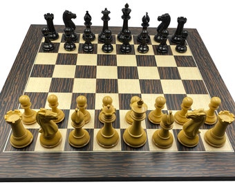 Chess board Ferrer tiger glossy & Pershing luxury chess set