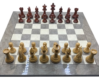 Chess board  Ferrer gray glossy & Corinthian  luxury chess set