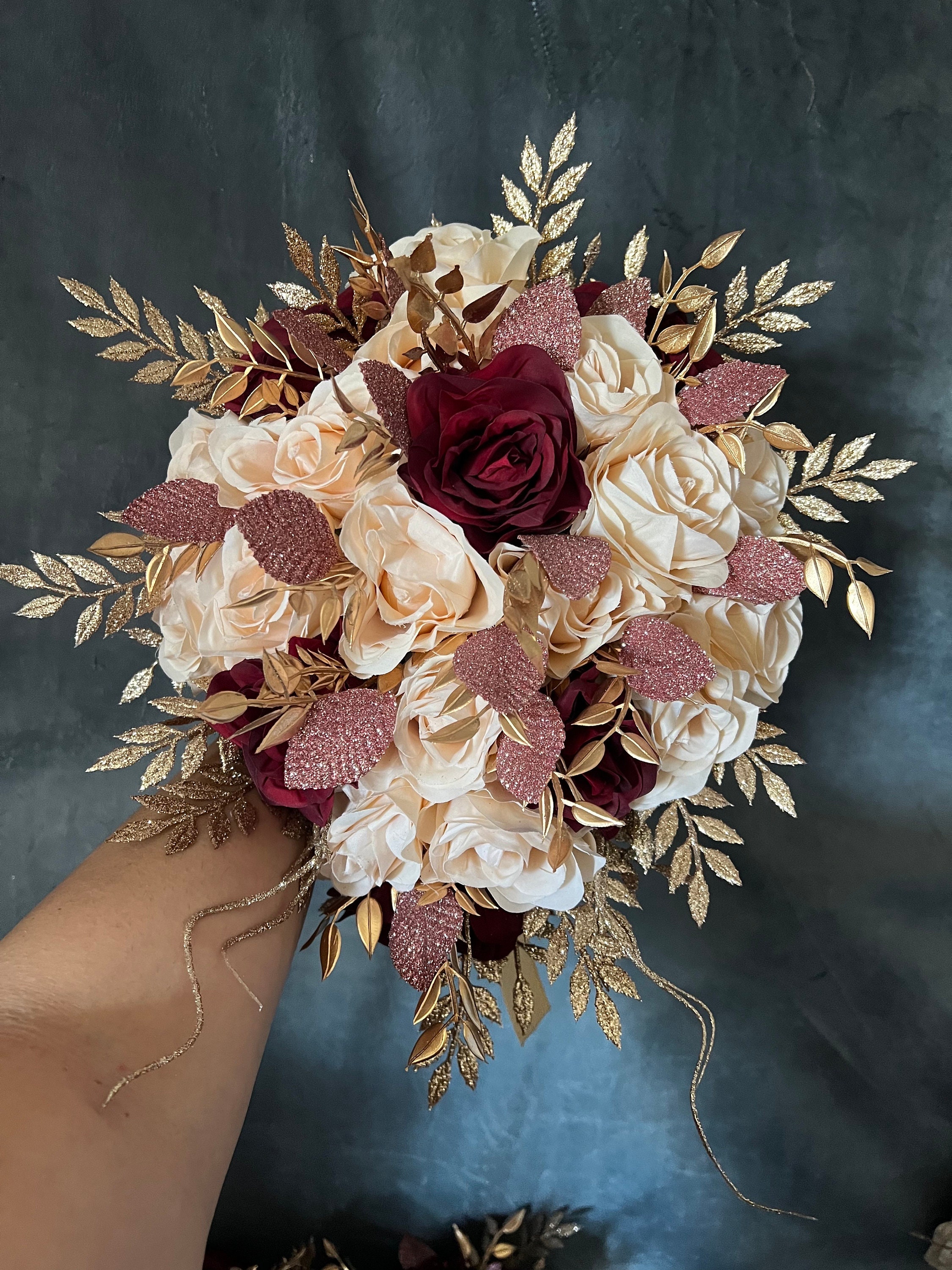rose gold and burgundy wedding dress Burgundy and rose gold wedding