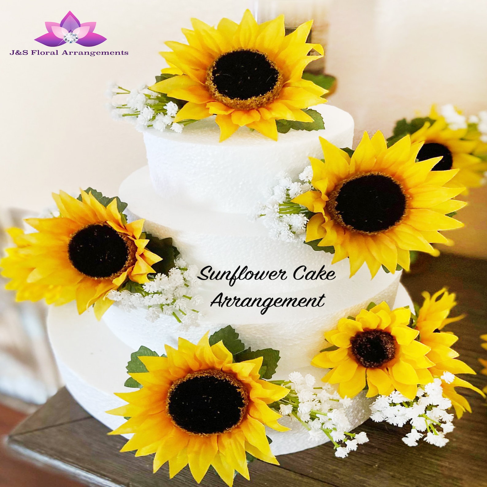 Sunflower Cake Topper Arrangement Sunflower Babybreath Etsy