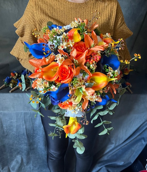 orange and blue wedding dress Navy and Orange Bridesmaid Dresses