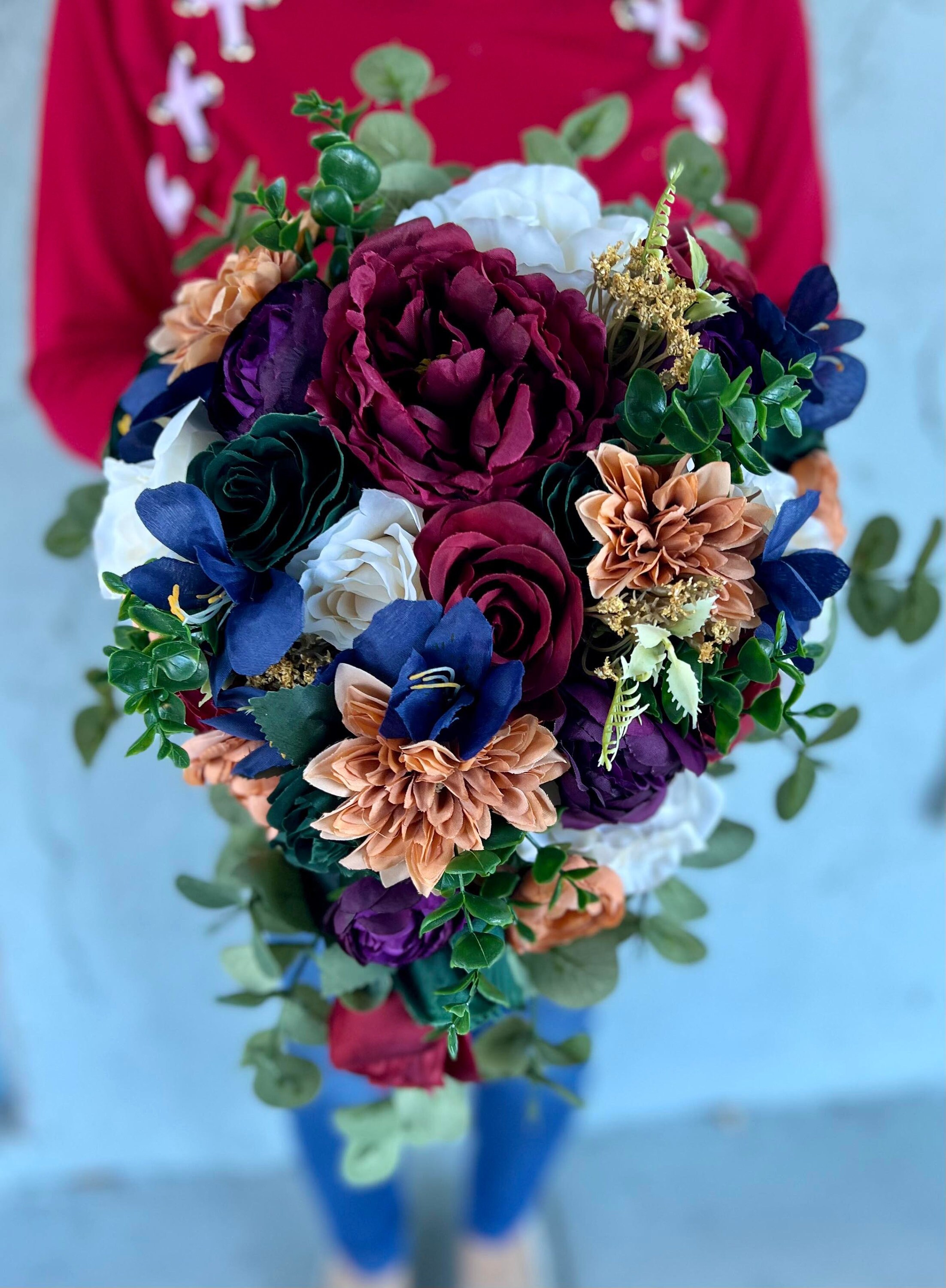 Cascading Burgundy Wedding Bouquet: Rustic Fall Teardrop Bouquet - Etsy, image size:2204x3000
