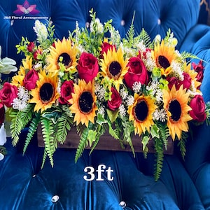Sunflower Wedding Centerpiece: Burgundy Floral Barrel Arrangement