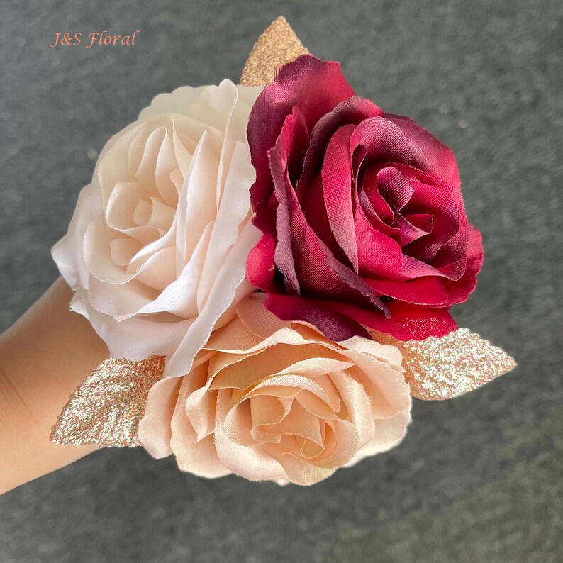 Luxury Rose Gold Burgundy Ivory Wedding Bouquet Glamorous Etsy