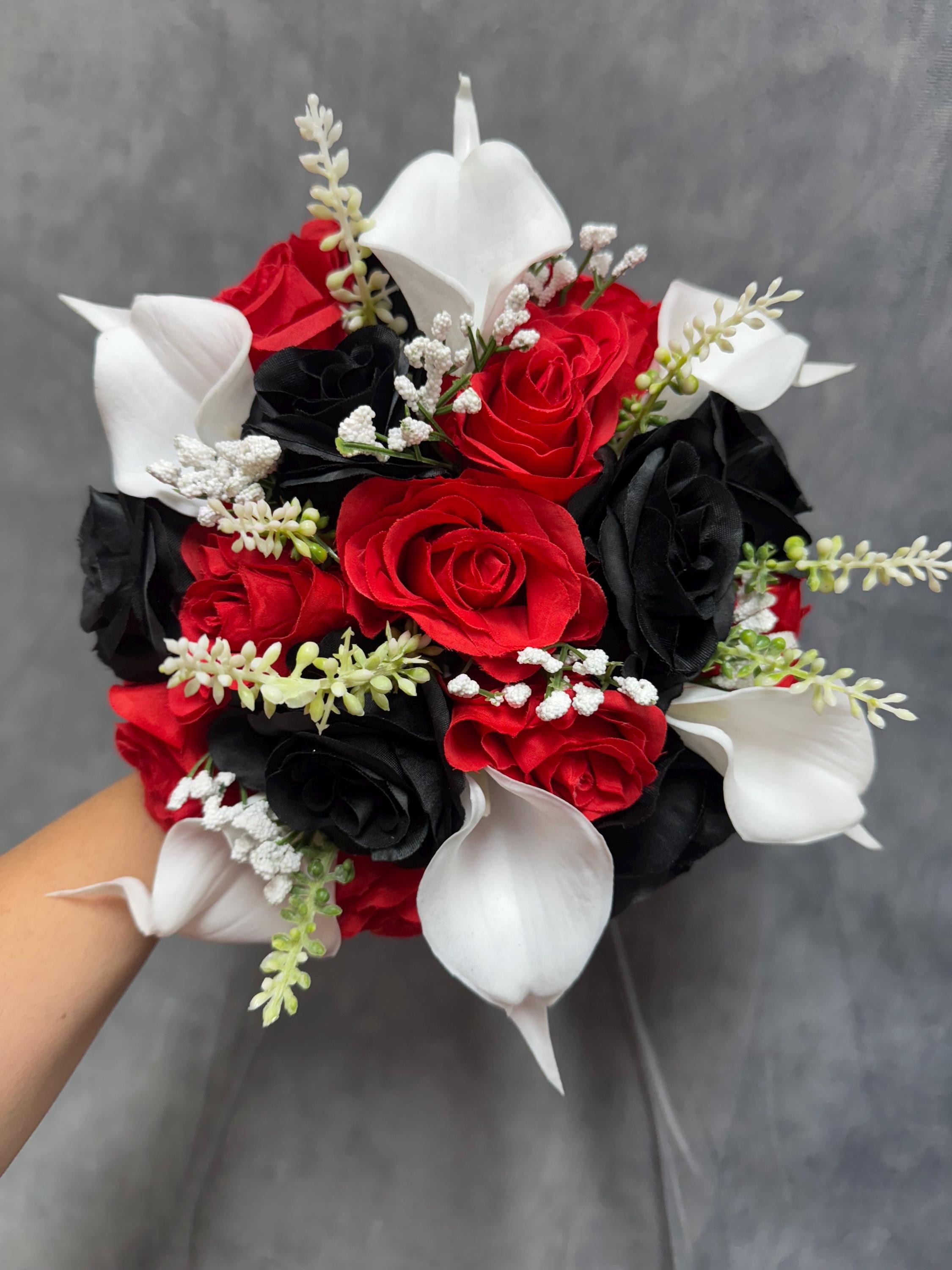 Red Black White Bouquet - Etsy, image size:2250x3000
