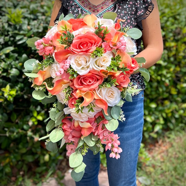 Coral Bridal Bouquet Etsy