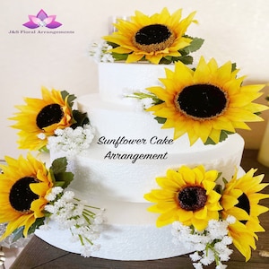 Sunflower Wedding Cake Topper: Silk Floral Arrangement