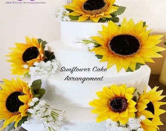 Sunflower Wedding Cake Topper: Silk Floral Arrangement