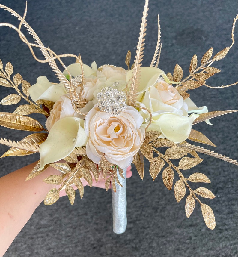 Glamorous Ivory Cream White Bridal Bouquetelegant Champagne Etsy