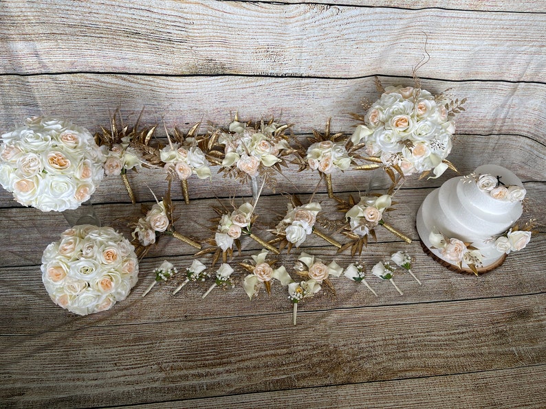 Glamorous Ivory Cream White Bridal Bouquetelegant Champagne Etsy