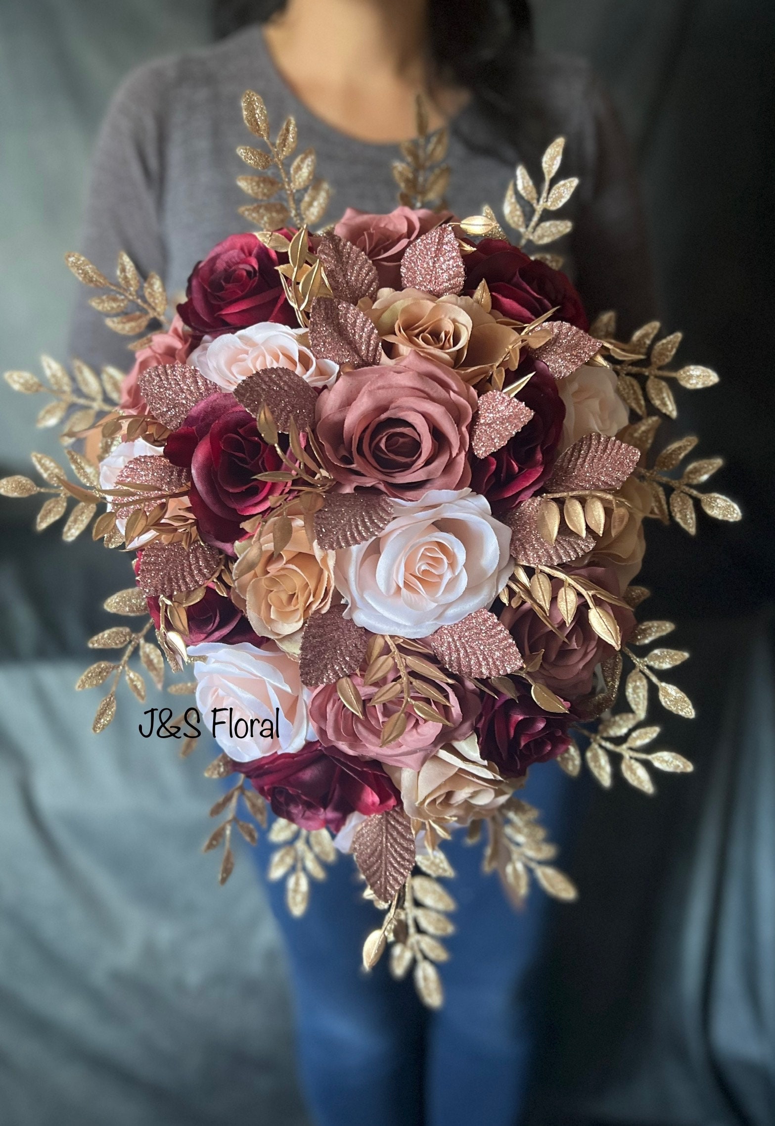 burgundy and rose gold wedding dresses Bouquet, Blush Roses, Elegant Bridal Bouquet Size:CHILD-6-12 Months La Femme Plus Size Bridal Shower (different flowers