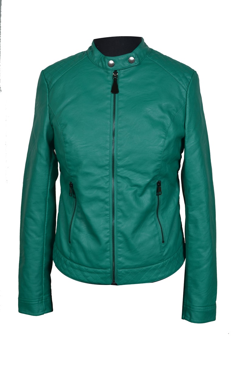 Faux Leather Jacket Womens Etsy