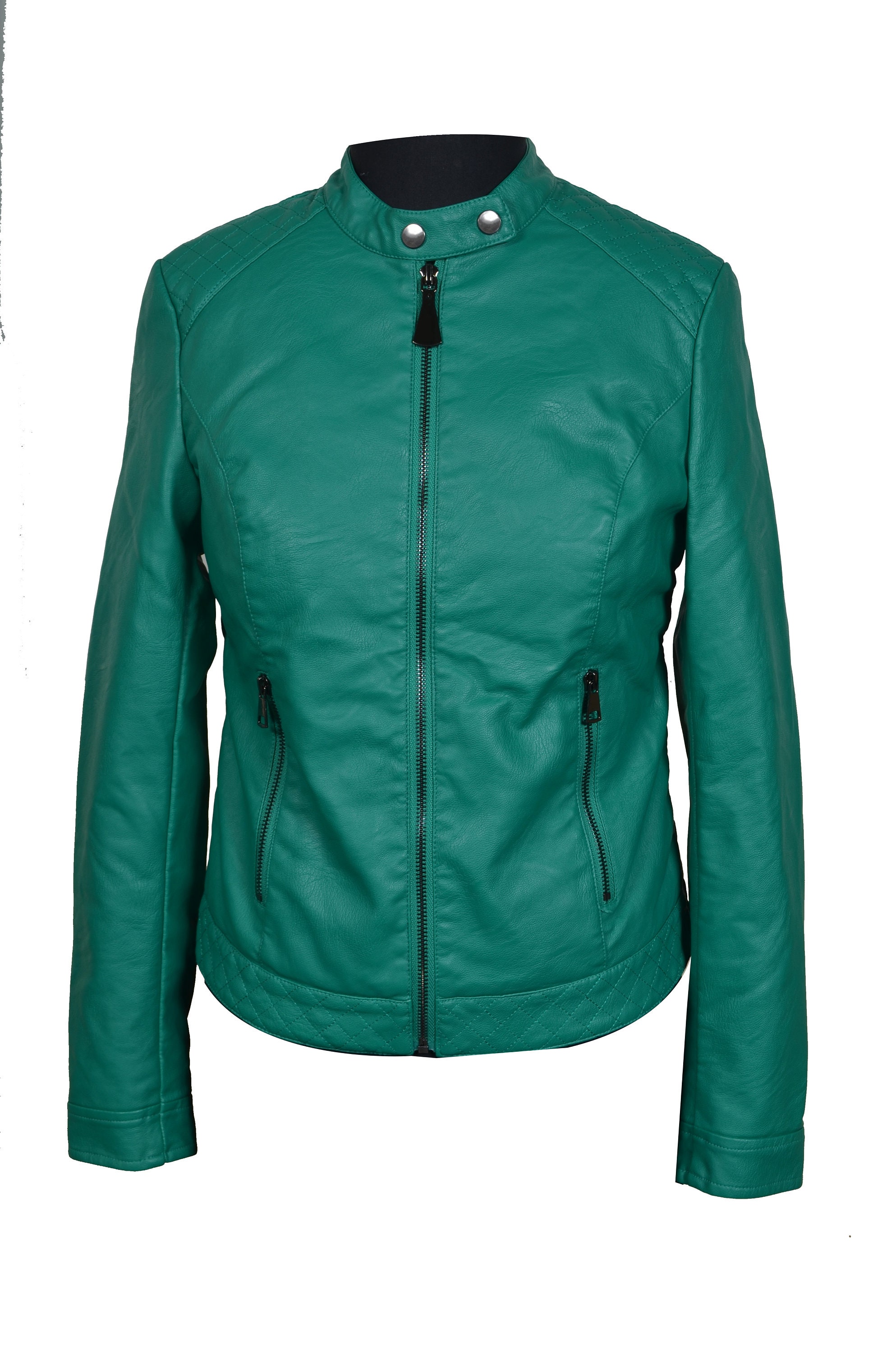 Faux Leather Jacket Womens Etsy