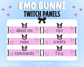 Kawaii Pixel Art Emo Bunni Twitch Discord and Stream Panels