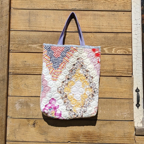 Custom Quilt Tote, Reusable Shopping Bag Made From A Quilt You Provide