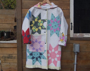 Long Quilt Coat - Send Your Quilt To Me, Quilt Coat Made From a Quilt You Provide, Duster Quilt Coat, Trench Quilt Coat