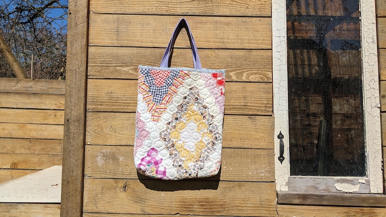 Custom Quilt Tote, Reusable Shopping Bag Made From A Quilt You Provide image 1