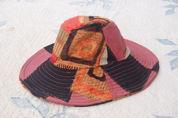 Scrappy Quilt Sun Hat Wide Brim Bucket 