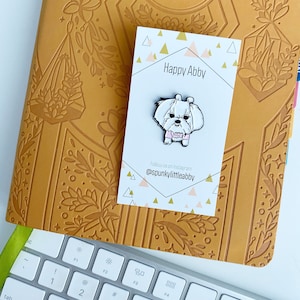 Happy Abby Enamel Maltese Dog Pin (100% of proceeds will go to Pet Partners))