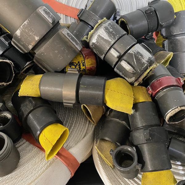 Firehose Couplings, Hose couplings for DIY Projects, Threaded Firehose Fittings, Recycled Firehose Products, Coupling Materials for DIY,