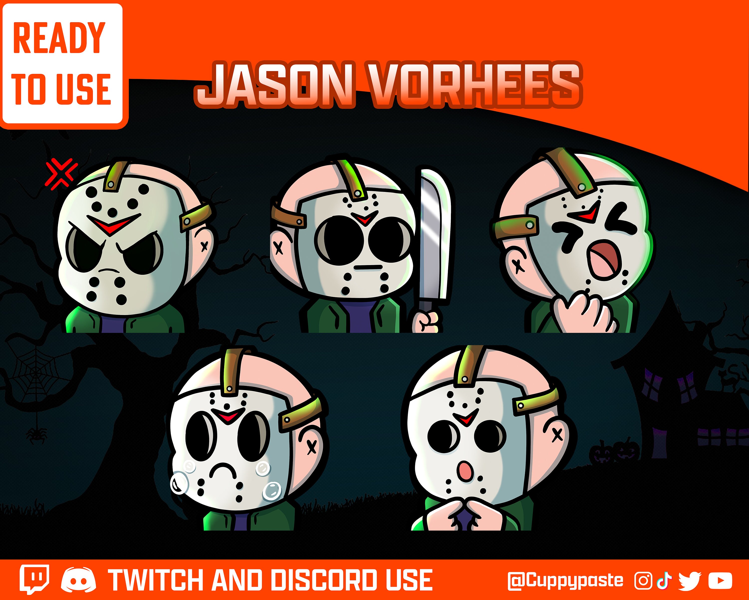 Jason Vorhees Twitch Emote Pack Horror Fan Emotes for Twitch Etsy