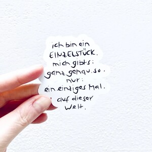 ich bin ein einzelstück. I sticker I aufkleber I vinyl I wasserfest I kratzfest I laptopsticker I journalling