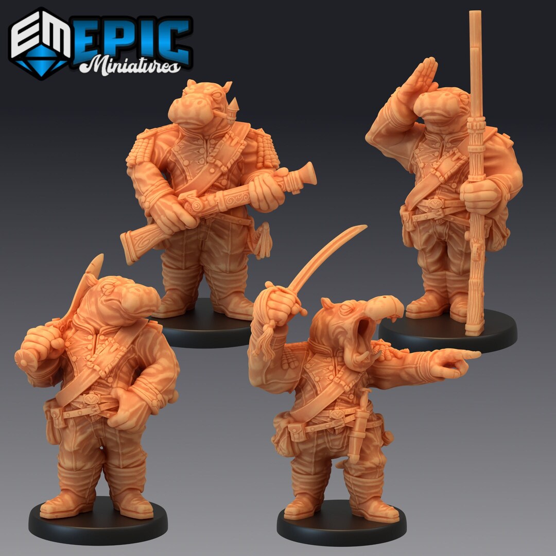 Deathshot Skirmishers Huppus Space Mercenaries Hippo Spelljammer - 28mm or 32mm Miniatures main image 1