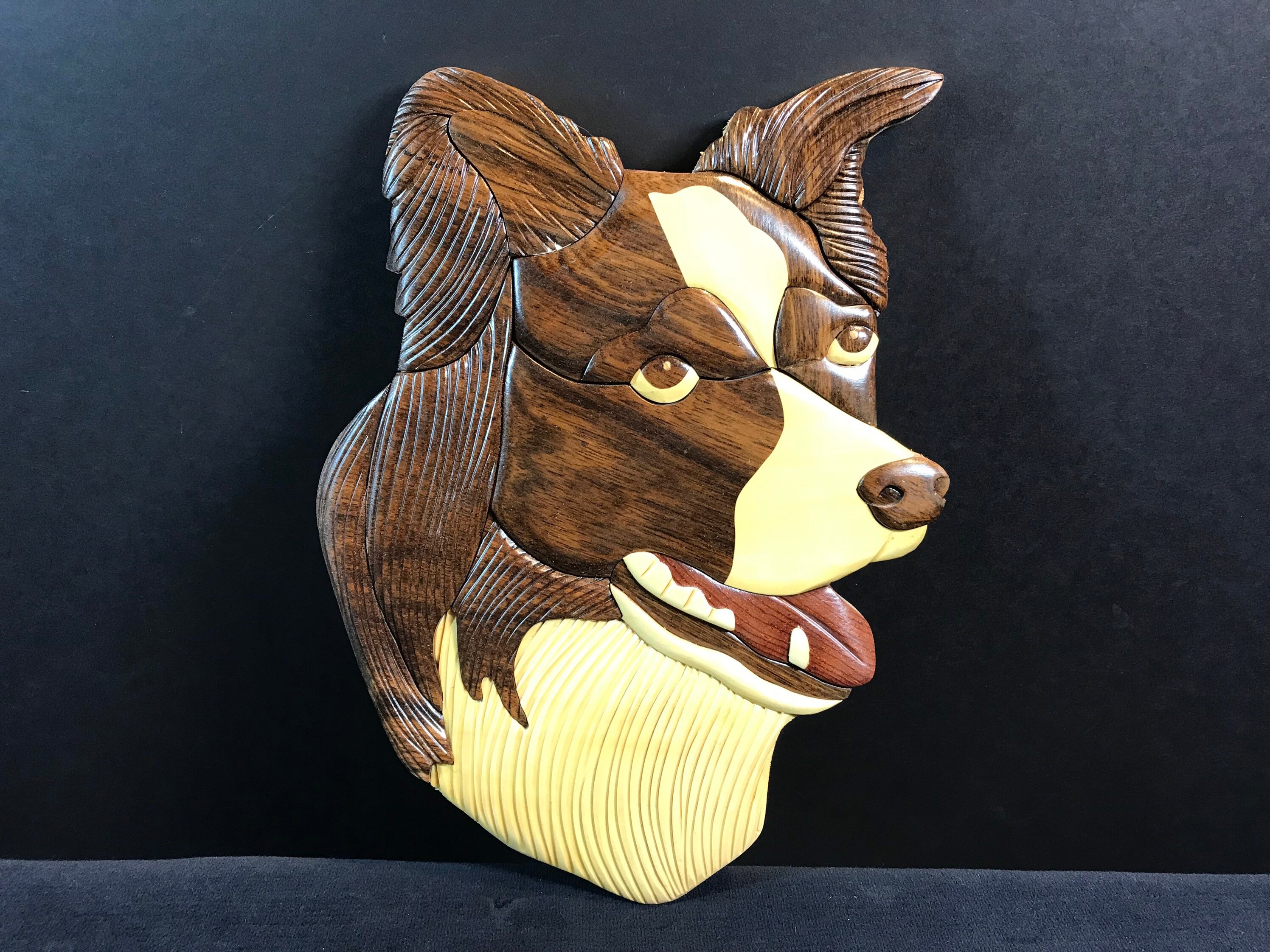 Beautifully Hand Crafted 3 Dimensional Intarsia Wood Art BORDER