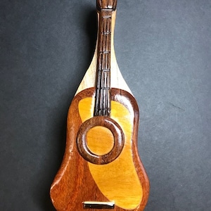 Caja de madera con rompecabezas de guitarra con arte en madera en intarsia tridimensional bellamente elaborado a mano MÚSICA